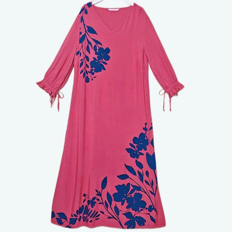 

Foreign Trade European and American Original Single Tail Goods Wood Tencel Long Dress Women Embroidery Print Long dress Design Sense Tall Summer Carmine Print XL