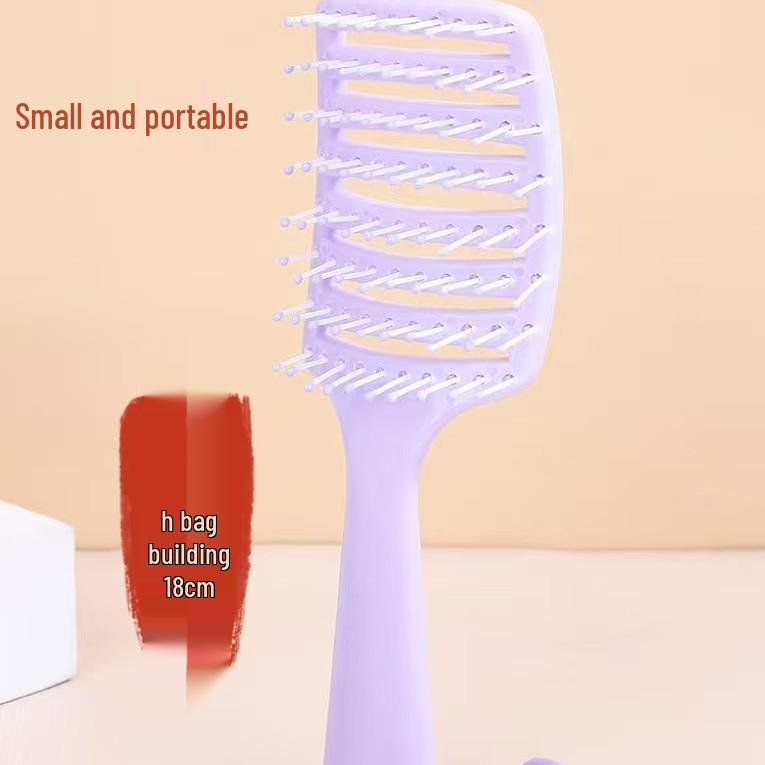Compact Fluffy Massage Comb with Cleaning Claw - Long Handle for Hair Styling and Care