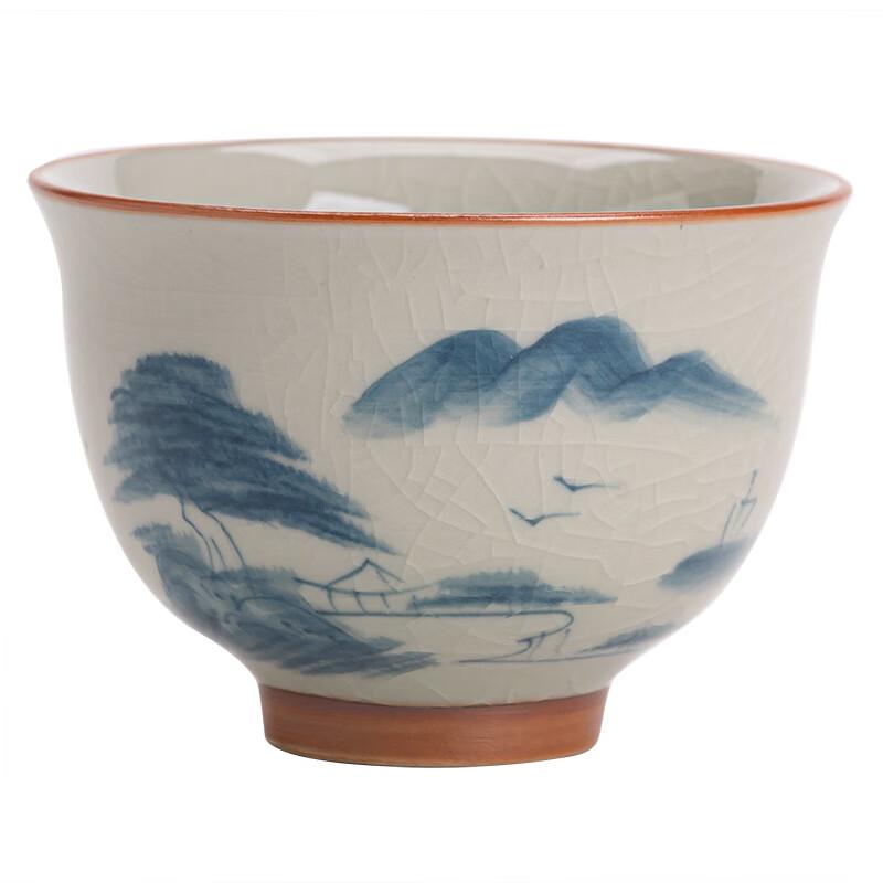 Zhinianhua Hand-Painted Lotus Ge Kiln Ceramic Teacup