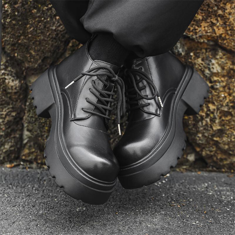 Herrenstiefel neue Martin-Stiefel mittelhoch Britischer Stil dicksohlige Workboots erhöhen Trend High-Top Derby-Schuhe 18955-J
