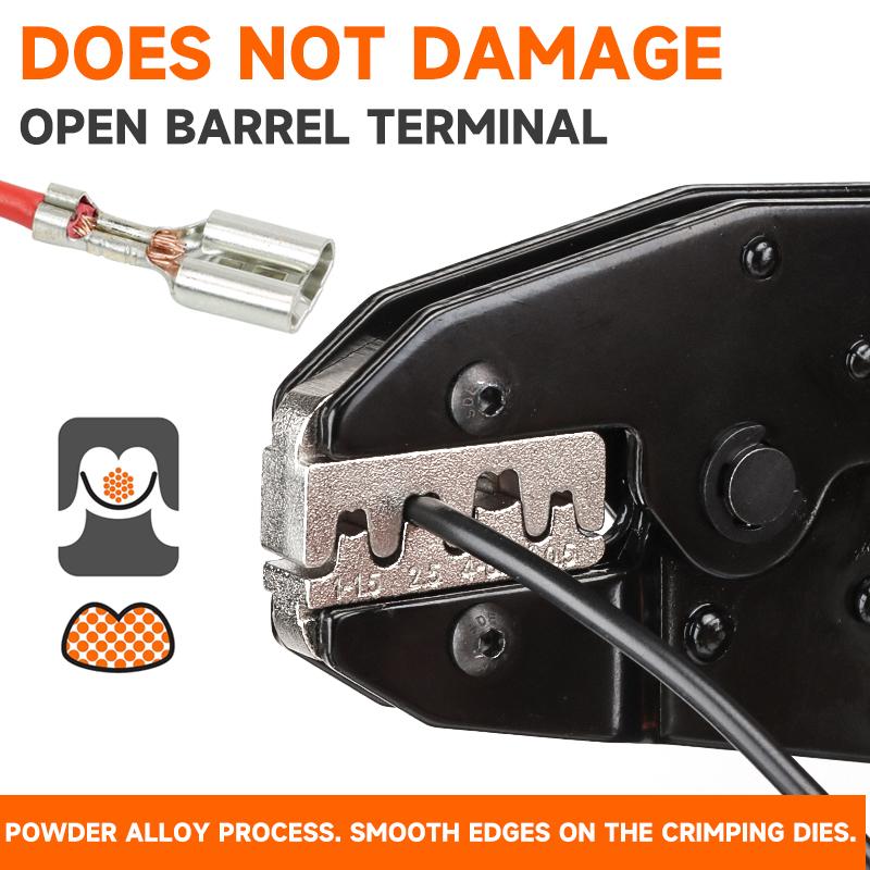 Non-insulated Open Terminal Socket Crimping Tool, 20-10AWG (0.5-6mm²) Ratchet Crimp Tool, Wire Terminal Crimper HX-03B