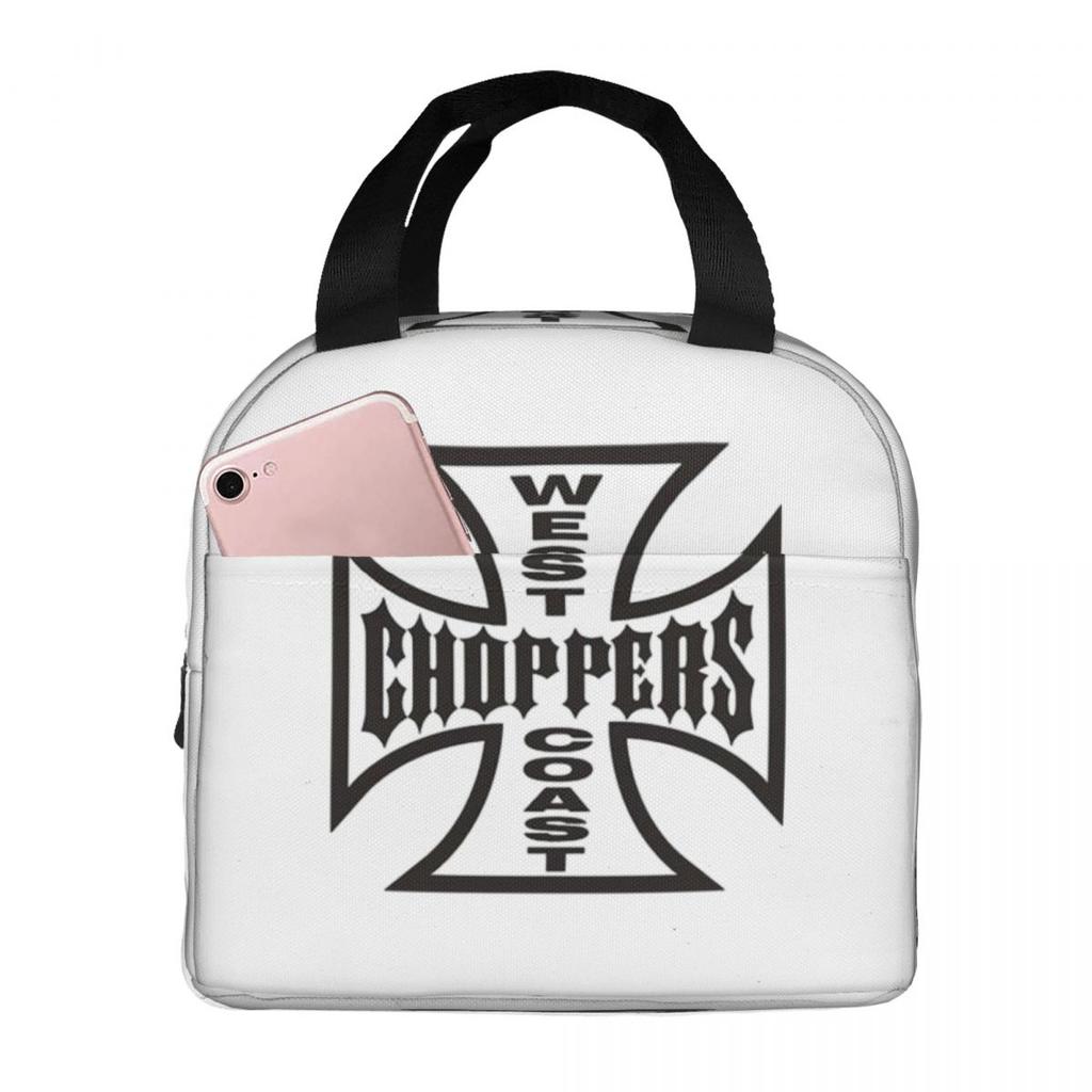 The West CHoPPerS CoaSt Motorcycles Factory Merch Insulated Lunch Bag for Women Portable Food Boxes Thermal Lunch Box Tote