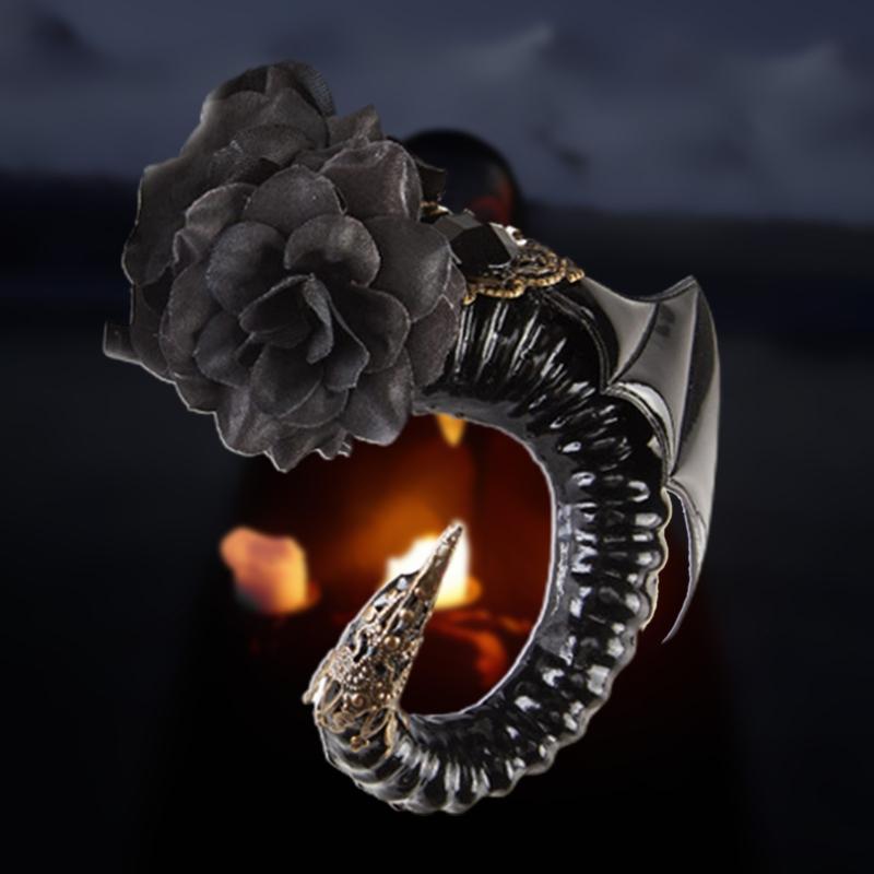 Erwachsene Kinder Dämon Schwarze Farbe Ochsenhorn Haarspange Stoffumwickelte Haarnadel Halloween Weihnachten Kostüm Cosplay Party