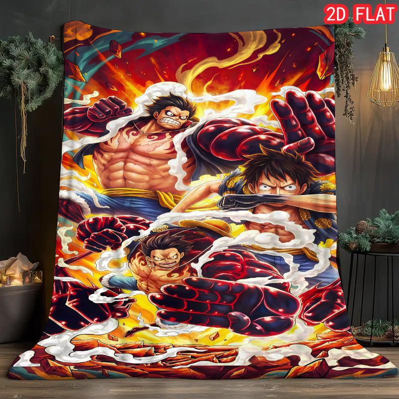 One Piece Daily Flannel Blanket Lightweight Soft Warm for Home Office Bedroom Use THW