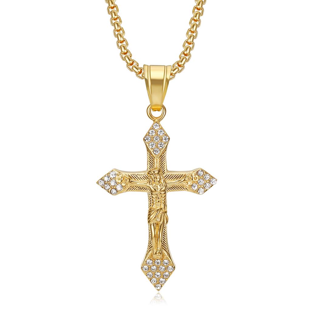 2026 Schmuck Mode Trend Inlay Zirkon Herren Exquisites Geschenk Schmuck Halskette Gold Inlay Diamant YS Kreuz Anhänger Halskette