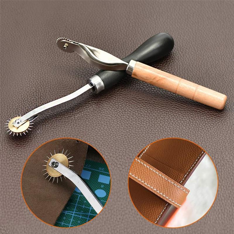 Stitch Marking Spacer with Wooden Handle Needle Point Tracing Wheel 2/3pcs Sewing Tools for Leather Craft Cloth Sewing