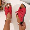Women's Solid Color Platform Sandals, Lace Up Trendy Soft Sole Slides, Versatile Summer Wedge Slides Shoes