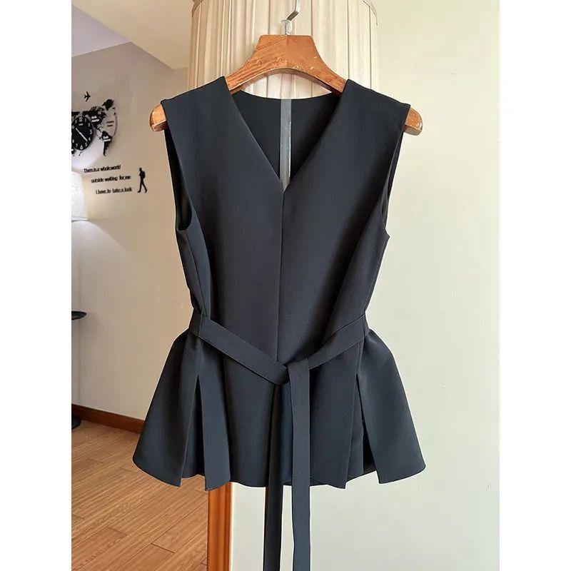 Women Spring and Summer Sleeveless Commuter Slim Blouses French Minimalist Style Shirt