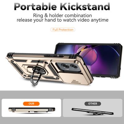 For Motorola Moto G Stylus 5G (2024) Case Ring Kickstand PC+TPU Phone Protector with Slide Camera Cover
