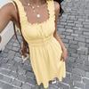 Summer Sleeveless Round-neck Dress, Vintage Long Dress, Beach Vacation Halter Dress, Women's Dress