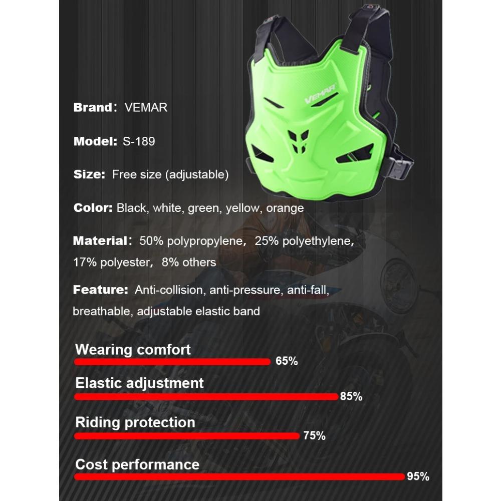 Vemar Giubbotto Corazza Corpo Moto Uomo Giacca Moto Giubbotto Motocross Attrezzatura Protettiva Off-Road Protezione Schiena Petto Fibbia Regolabile