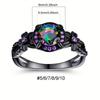 Piece of Rainbow-colored Women's Ring, Wedding Engagement Jewelry, Luxurious Black Ring, Fashionable and Classic