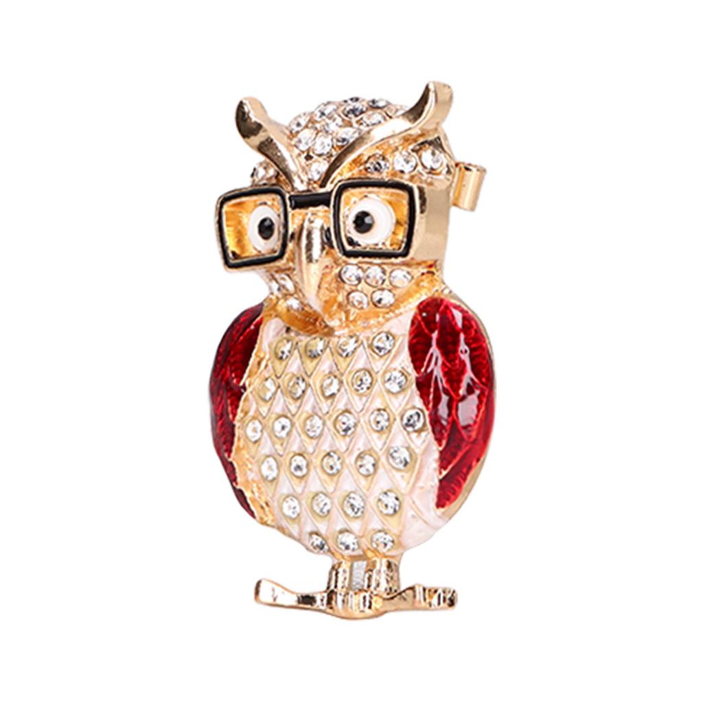 Spectacles Owl Brooch Alloy Rhinestone Cute Animal Brooch for Women Girls Festival Jewelry Gift