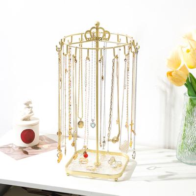 Rotating Jewelry Holder Display Rack Necklace Earring Storage Shelf Organizer for