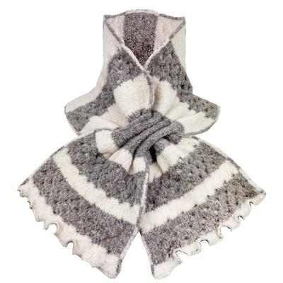 TERAICHI Neck Insert Neck Petite Scarf with Mesh Border Mini Scarf for Women Warmer, Warmer, Scarf, Cross-Plug Pattern, (Beige)