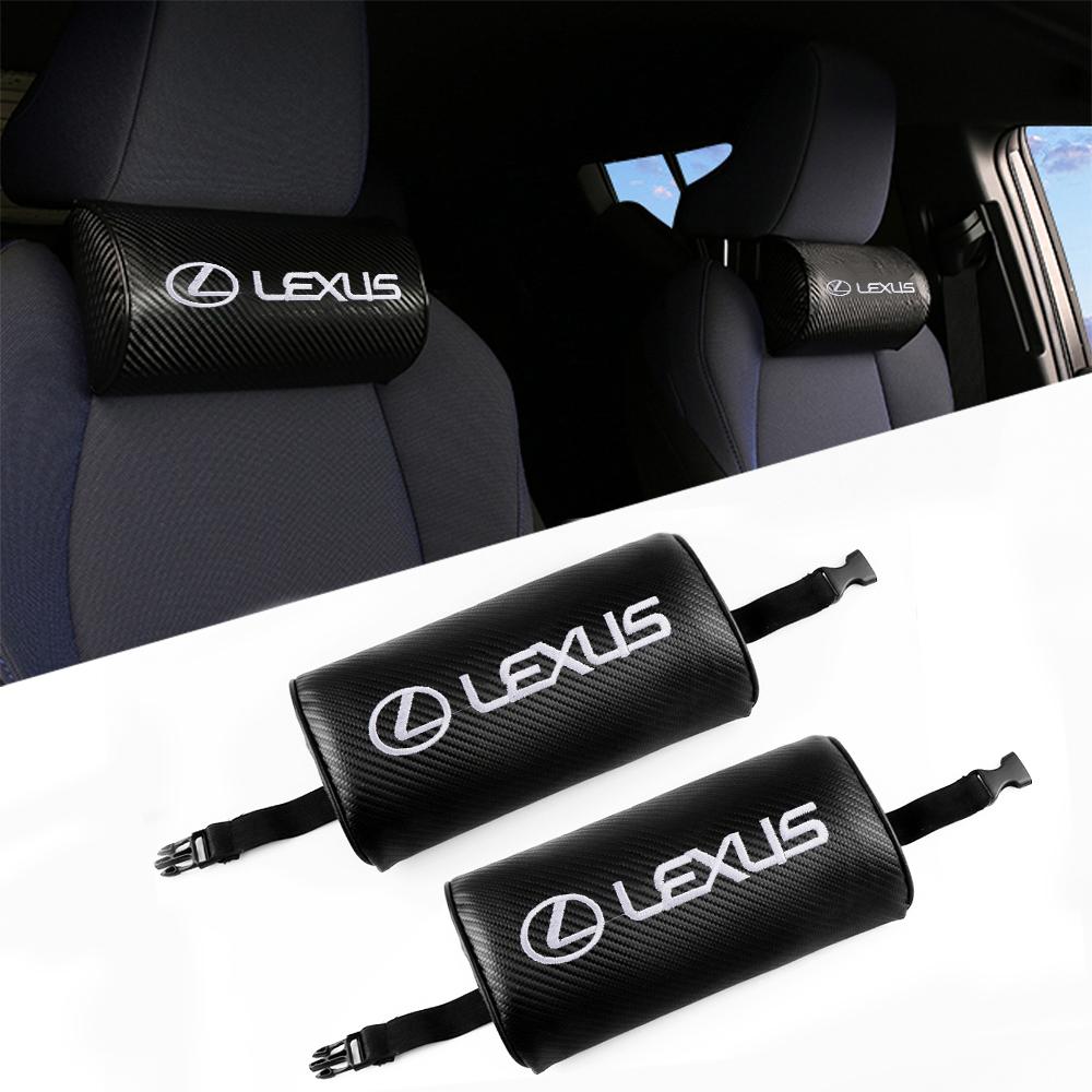 Interior Stickers 1/2Pcs Car Seat Headrest Leather Emblem Pillow Head Interior Accessories For Lexus LS IS350 ES300h ES300 IS250