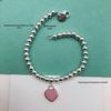 T-Familie Herzförmiges Emaille-Armband: Blaue, Rote, Rosa Herzen, Liebes-Rosenkranz, Runde Perlenkette - Perfektes Valentinstagsgeschenk für Freundin.