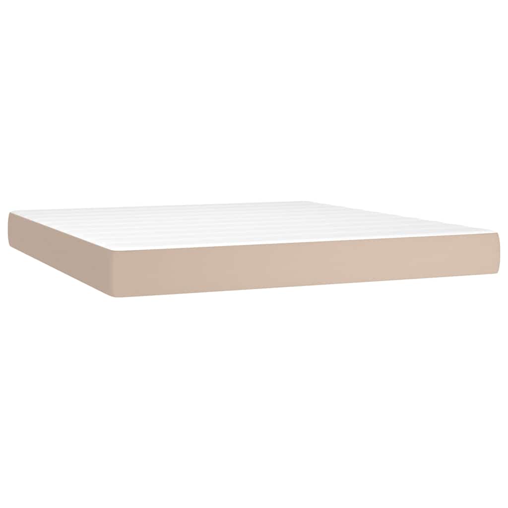 Box Spring Bed Mattress Cappuccino Brown 160x200 Cm Faux Leather