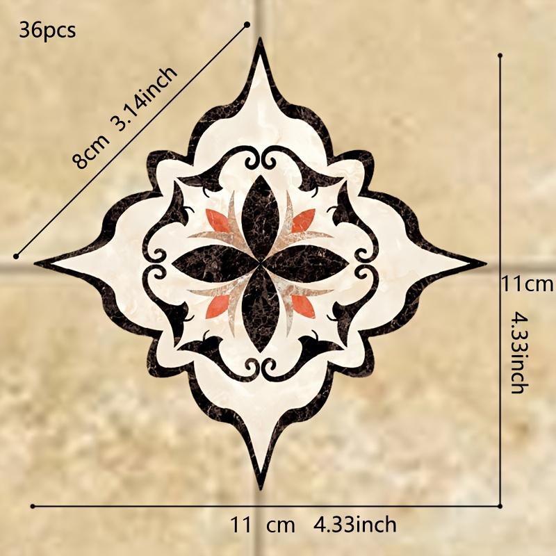 36PCS Bohemian Pattern Tile Diagonal Line Sticker, Self-adhesive Waterproof Living Room Dining Room Kitchen And Bathroom Floor Sticker