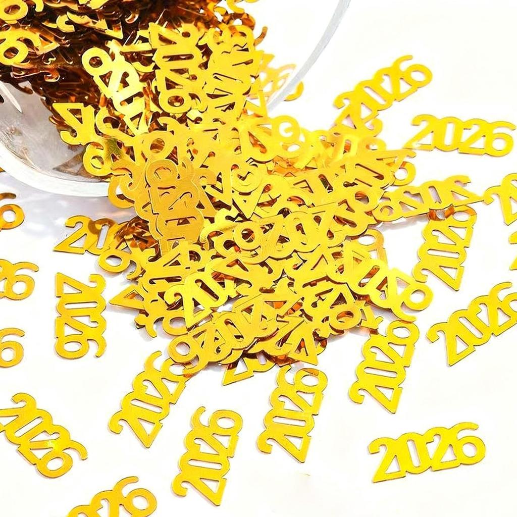 2026 New Years Table Confetti,Winter Holiday Table Confetti for Welcome 2026 Happy New Year Eve Party Decorations Supplies (Gold)