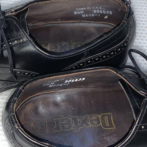 Dexter Wingtip Full Brogue Business Shoes USA Black 8 1/2 M 26.5(USED)