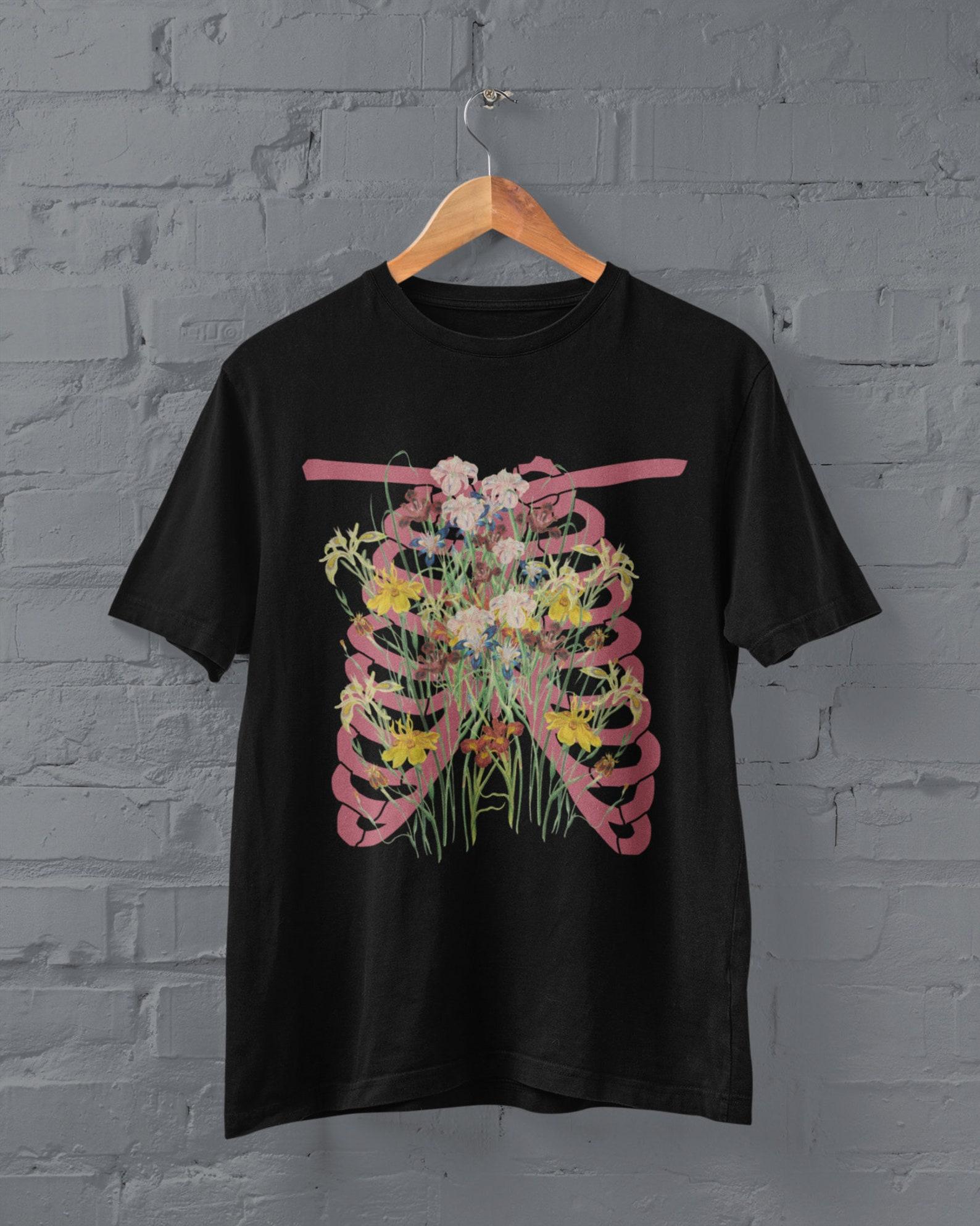 Grunge Clothing Skeleton Shirt,Alt Clothing Ribs Tshirt,Strange Gifts,Pastel Goth,Goth Shirt,Dark Academia,Weird Shirt,Surreal T-shirt,Punk S