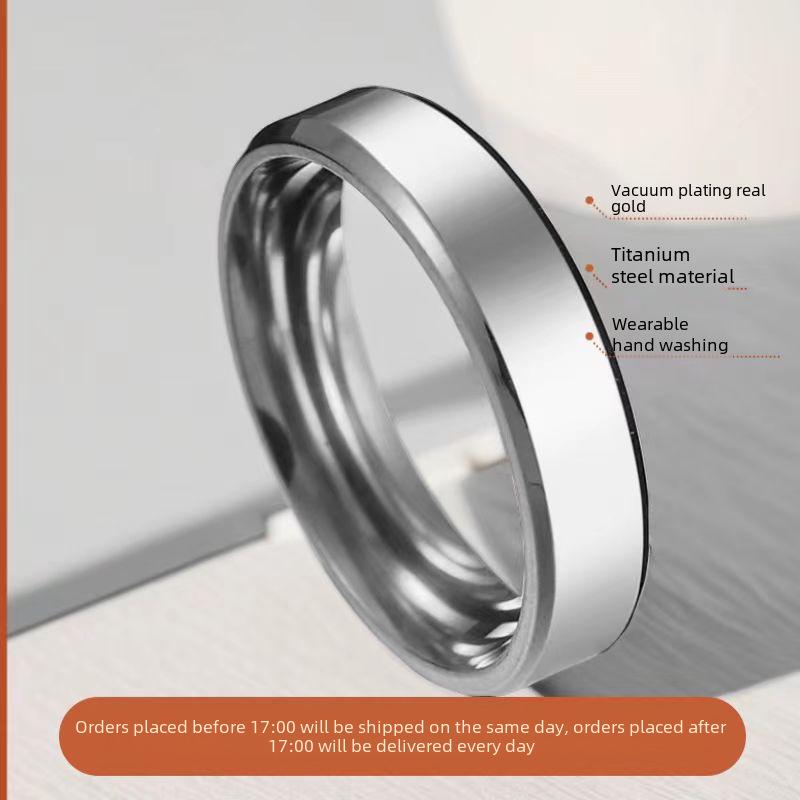 Gold-Plated Stainless Steel Titanium Ring for Women - High-End Blue Love Design