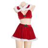 Velvet Christmas Cape & Skirt Set with Plush Bra 2769