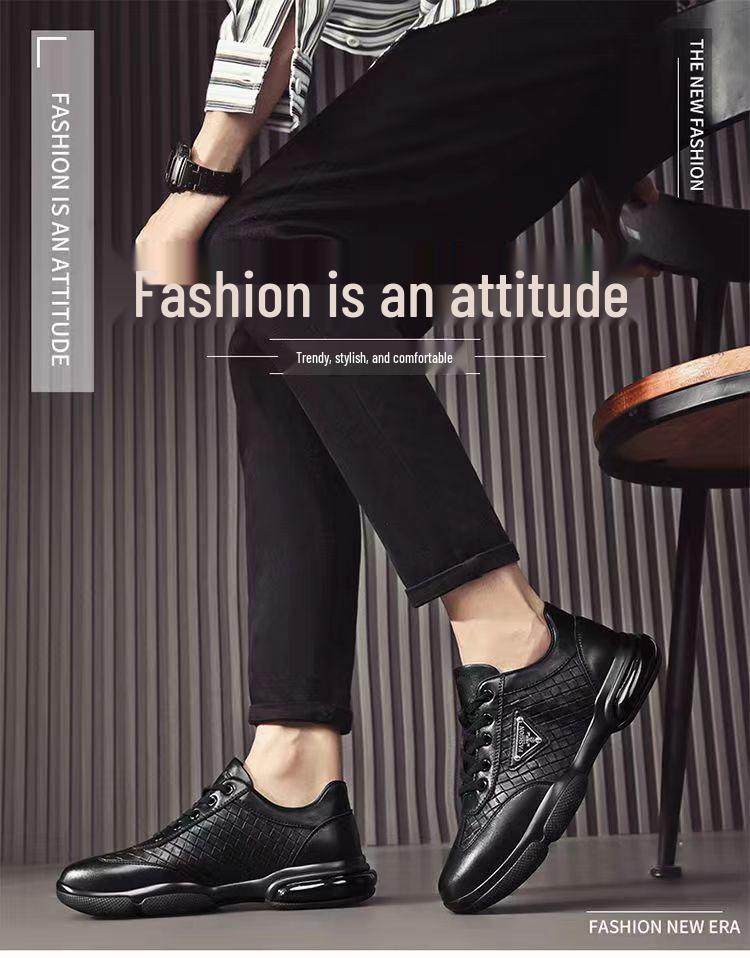 Men's Windproof Waterproof Leather Shoes: Autumn Winter Thick Sole, Comfortable, Casual, Korean Style Trend