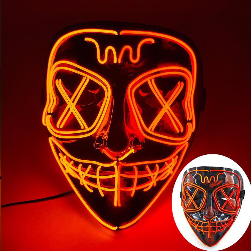 High Quality Rave Mask Decor Cosplay Purge Mask Halloween Horror Led Luminous Mask For Makeup Prom Party Cosplay Costume
