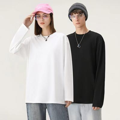 Unisex Langarm Rundhals Lässiges Einfarbiges T-Shirt Basic Oberteil