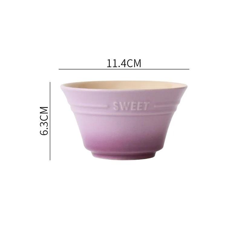 300ML 4.5 Inches Rainbow Gradient color Dishes Fruit Bowl Tableware Ramen Bowls Kitchen Dessert Salad steamed egg bowl Tableware