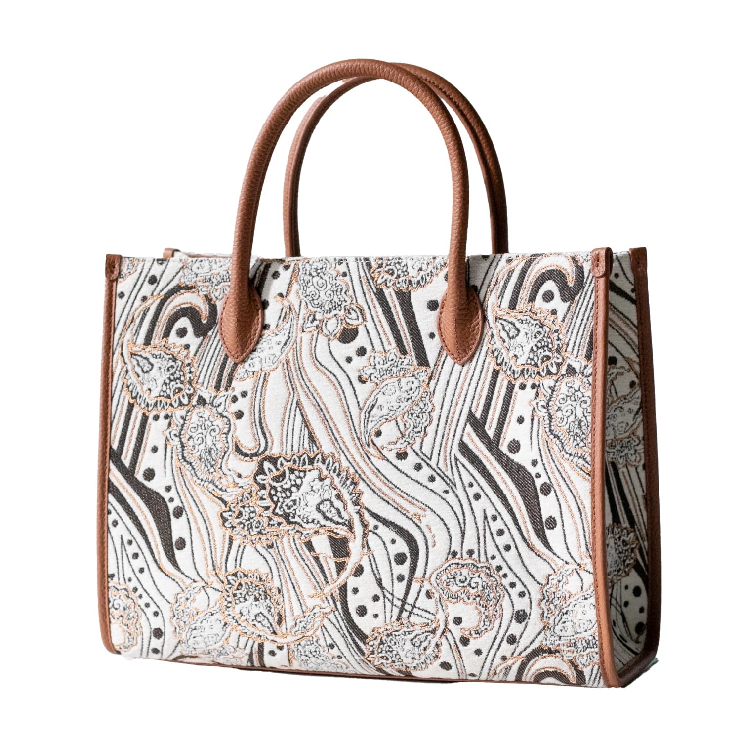 

Jacquard Canvas Tote Bag Large Capacity A4 File Genuine Leather Bag Business Tote for Women [La Closet] 2-way [Jiran] 99-3009 (Jacquard Camel)