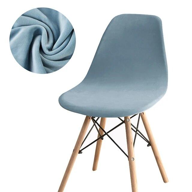 Solid Color Velvet Shell Chair Cover Washable Removable Back Chair Covers Stretch Dining Seat Cover for Hotel Home Dining Room