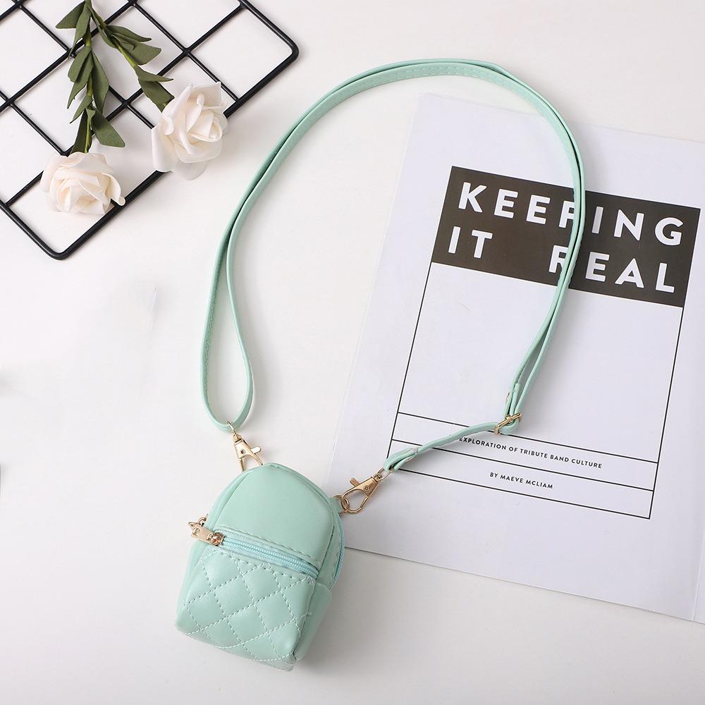 Long Strap PU Mini Coin Purse Backpack Shape PU Small Wallet Key Bag Earphone Mini Storage Bag Kid