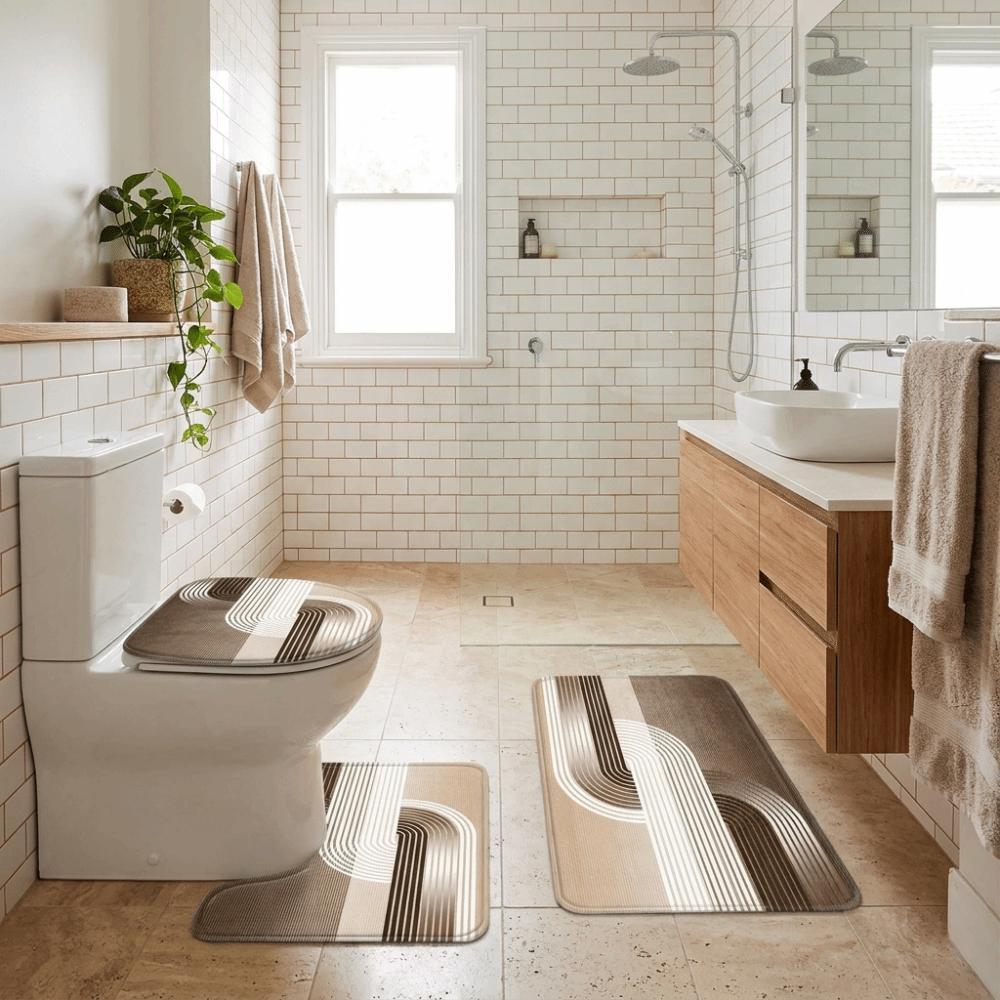 3PCS/SET Marble Pattern Bathroom Mat Soft Toilet Lid Cover Nordic-style Non-Slip Rug Home Floor