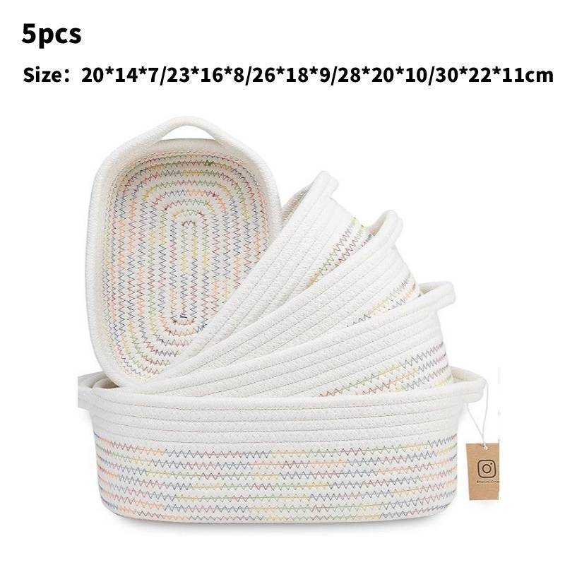 Cotton Rope Storage Basket With Multicolor Weave For Toy Organizers And Home Supplies