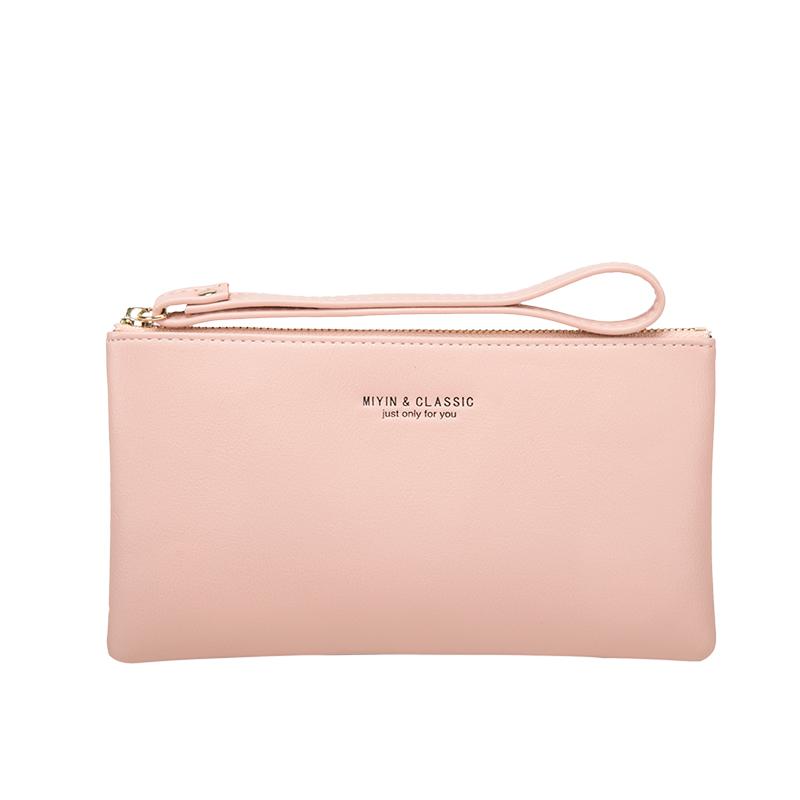 Nouveau porte-monnaie zippé minimaliste en cuir PU de haute qualité, sac de rangement pour cartes de crédit et téléphone, portefeuille long ultra-fin pour femme, sac à main