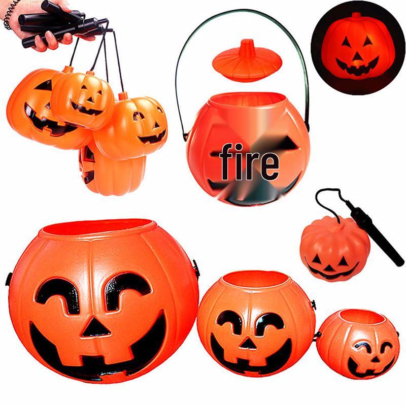 Handheld Pumpkin Lantern with Sound Control – Colorful Halloween Candy Bucket in Various Sizes