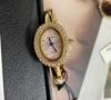 Golden Pearl Square Bracelet Watch - Women's Luxury Retro-Style Quartz Watch