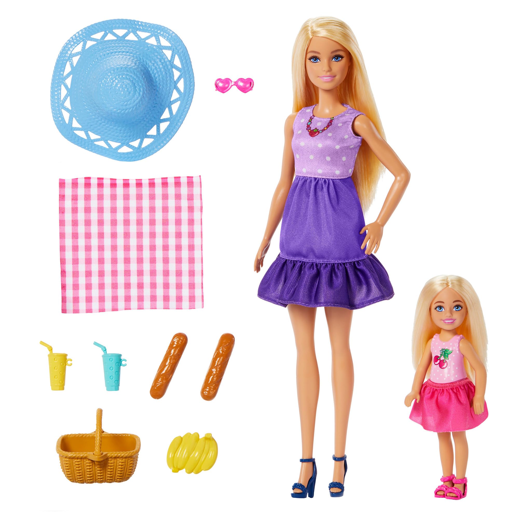 

Barbie Malibu & Chelsea Picnic Set - Dress-up Doll & House - Pretend Play - Barbie Doll - Ages 3+ - Purple - JBF43