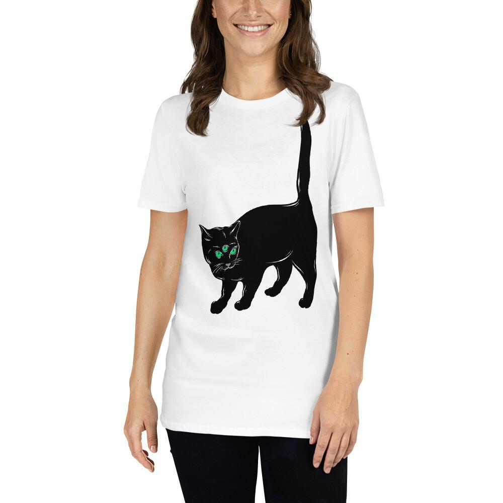 

Black Cat Green Eyes Third Eye Gothic Goth Halloween Short-Sleeve Unisex T-Shirt 2XL