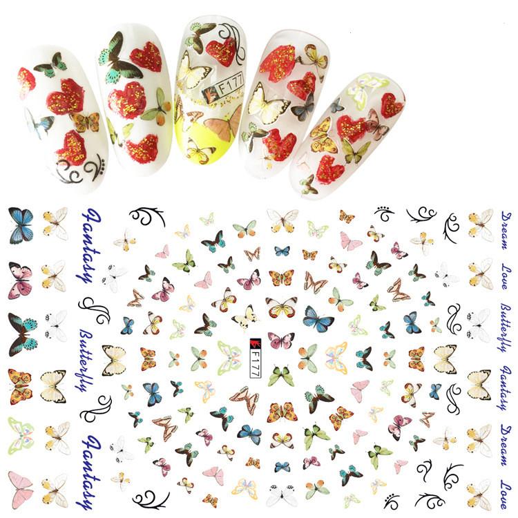 1pc 3D Nail Stickers Spring Summer Natural Flower Leaves Simulation Dried Flower Dragonfly Nail Applique Water Slides Decoration
