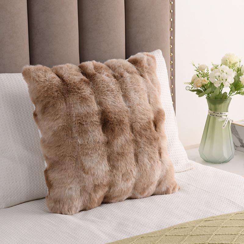 Federa Cuscino Peluche a Bolle in Finta Pelliccia di Coniglio Morbida Soffice Delicata sulla Pelle Quadrata Rettangolare per Divano Letto Arredamento Casa