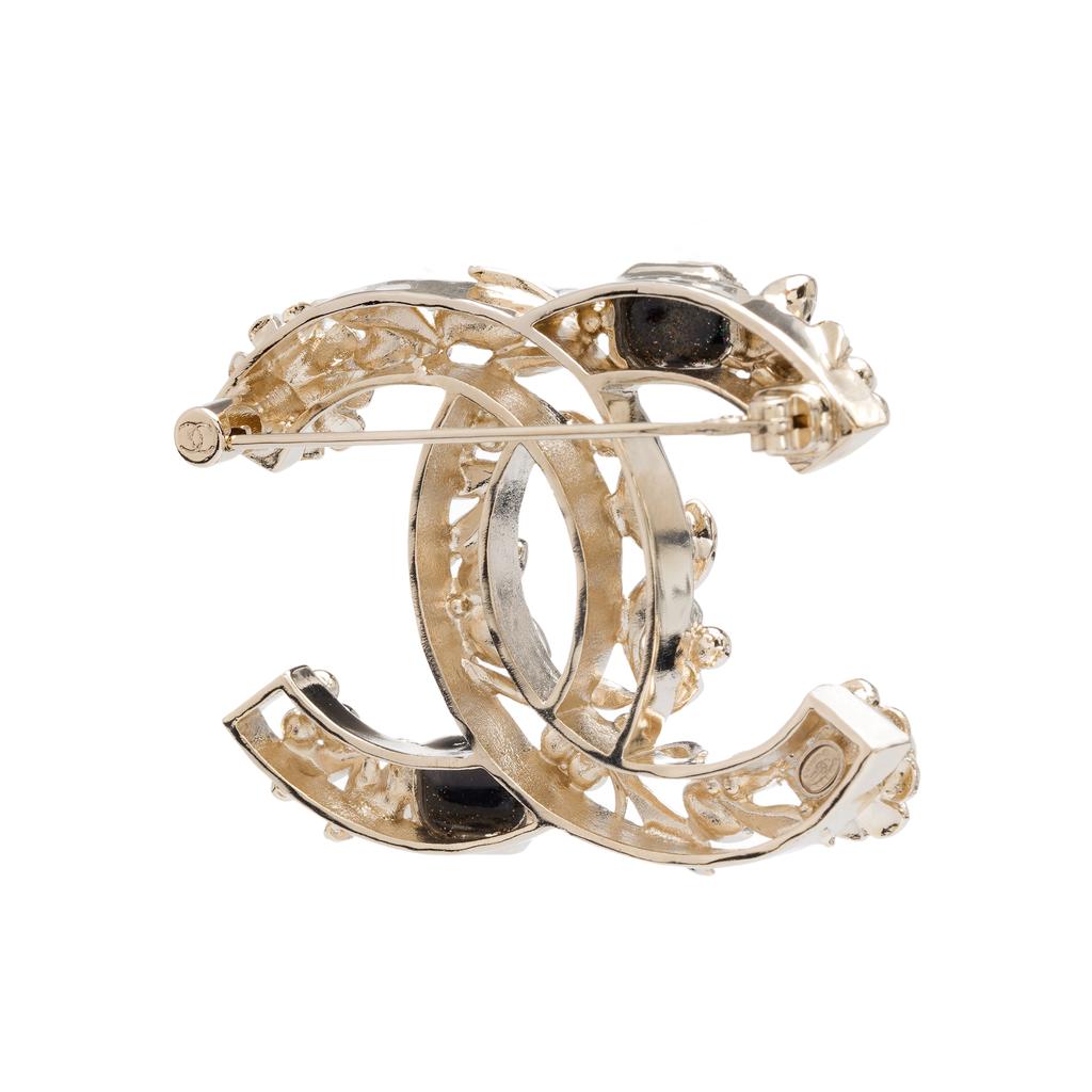 Chanel Chic Versatile Exquisite Pearl Brooch Classic Double C Women Accessories Gold AB9630-B09609-NL143