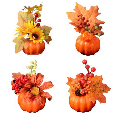 Thanksgiving Halloween Pumpkin Ornaments Yellow Artificial Sunflower Plants Harvest Festival Decorations