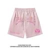 Simple Letter Printed Drawstring Pink Shorts Men's Summer New Straight-leg Slim Casual Five-point Pants