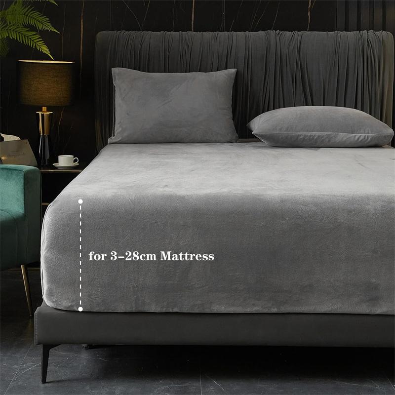 Thick Velvet Fitted Sheet Pillowcase 1/3 Pieces Set High Quality Non Slip Mattress Cover Protector Soft Bed Sheet Pillow Case