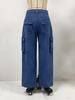2024 American Retro Women's Mid-Waist Cargo Denim Pants - Casual Straight Leg with Multi-Pockets.