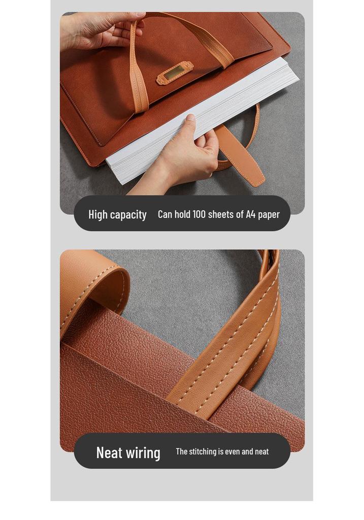 Waterproof Leather A4 Document Bag for Office & Business Storage